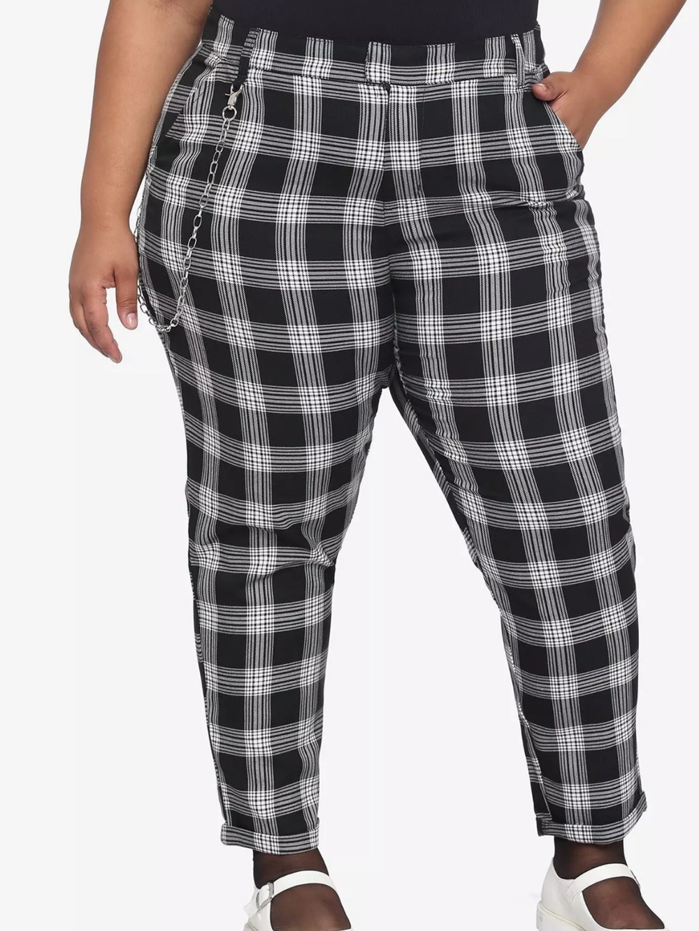 Hot Topic Black White Plaid Chain Plaid Trousers NWT Plus 3X - Picture 1 of 7